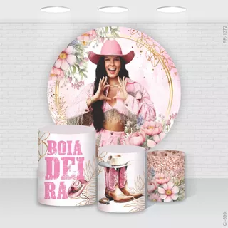 Capas Cilindro + Painel 1,50 Ana Castela Sertanejo Tecido Sublimado