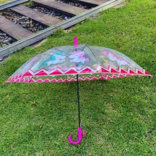 GUARDA CHUVA INFANTIL *MENINA* TRANSPARENTE - UNICÓRNIO