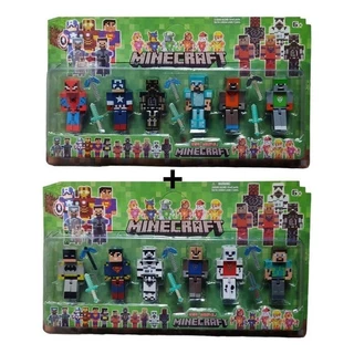 Kit2 Cartelas Minecraft Bonecos Heróis Vingadores Patrulha