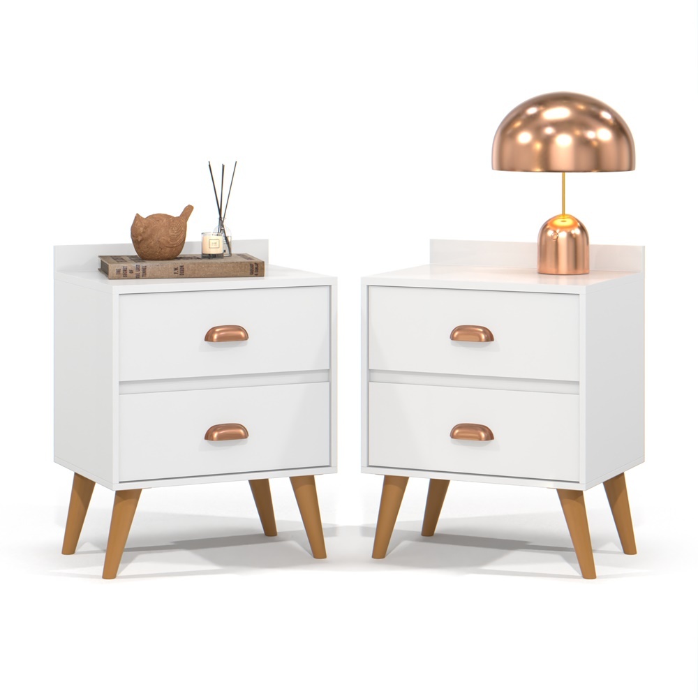 Kit Com 2 Mesas De Cabeceira Luxo New Com 02 Gavetas Cores Shopee 