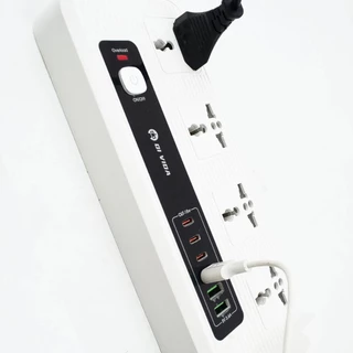 Régua Filtro de Linha com 4 Tomadas Universal Extensão Elétrica 3 USB 3 Tipo-C Bivolt 10A