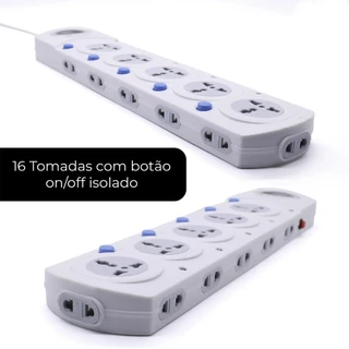 Régua Filtro De Linha 16 Tomadas 10a 2500w Promoção!