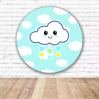 Capa para Painel Redondo Chuva de Amor Tecido Sublimado Veste Fácil 1,50mx1,50m Festa Aniversário