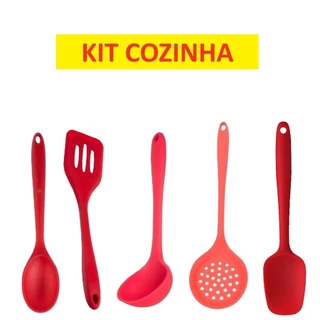 Oferta Conjunto Kit Cozinha 5 E 4 Peças Espátula 31x8 Silicone Concha 30x9 Colher 28x6 Escumadeira 33x10 Qualidade Alta