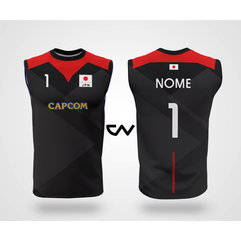 Camiseta Vôlei Japão Preta Personalizada (Nome + Número)