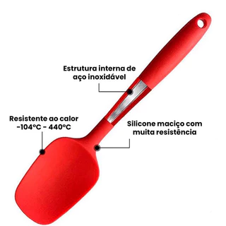 Utensilio Espatula Colher 27x6.5Cm Cinza Ou Vermelho Raspadora Pao Duro De Silicone Decorativa Para Bolo De Cozinha Resistente Multiuso