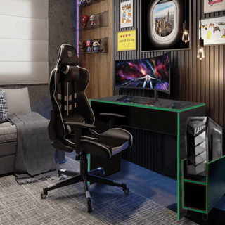 Escrivaninha Gamer Preto e Verde 90 Cm
