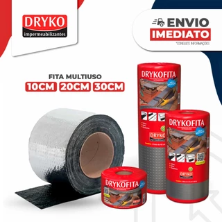 Fita Multiuso Reparo para Vazamentos por Metro Manta Asfáltica Adesiva 10cm | 20cm | 30cm P/Telhados Anti Goteira e Furos | Dryko