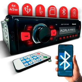 Som Automotivo Potente Rádio Mp3 Player 1 Din Bluetooth 2 Entradas Usb Mini Sd FM 4x45w