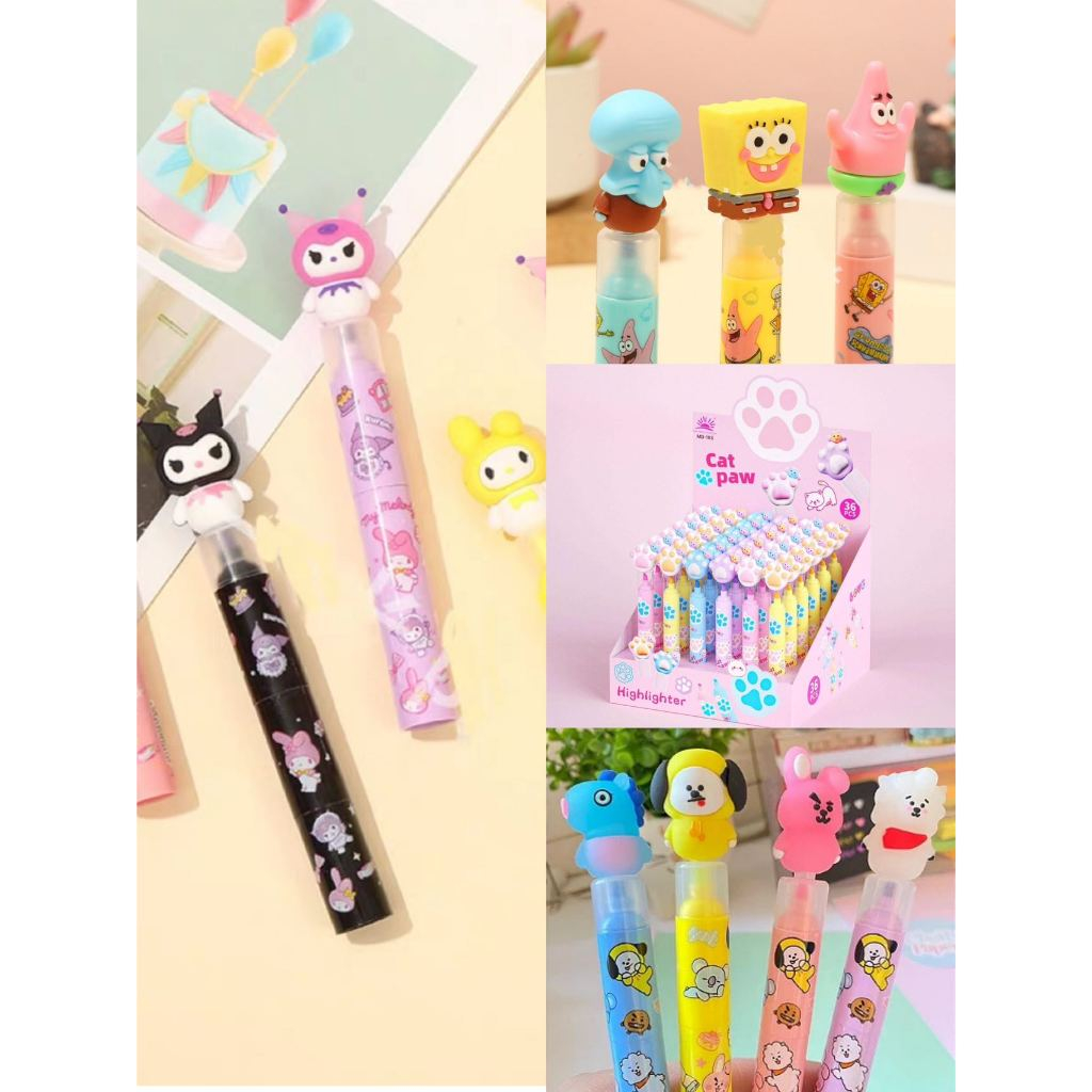 AIMISHOP Kit Marca Texto Bob Esponja Patinho BTS Com TRES Ponta 3 em 1