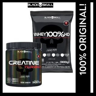 Kit 1x Whey 100%Hd Refil (iso) 900g e 1 x Creatina Turbo 300g BlackSkull
