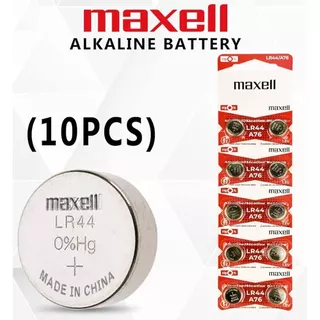 10 Pilhas/Bateria LR44 /A76 /AG13 MAXELL – MARCA ORIGINAL