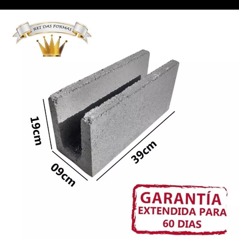 forma de canaleta de concreto 9x19x39