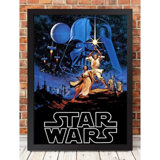 Quadro geek poster Star Wars Saga Filme c/moldura