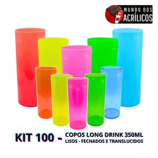 KIT 100 COPOS LONG DRINK 350ML LISO PARA PERSONALIZAR ADESIVAR BRINDE FESTA