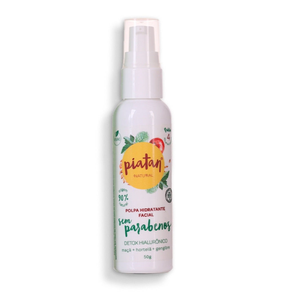 Polpa Hidratante Facial Detox Vegano e Natural Suavidade e Luminosidade 50g Piatan Natural