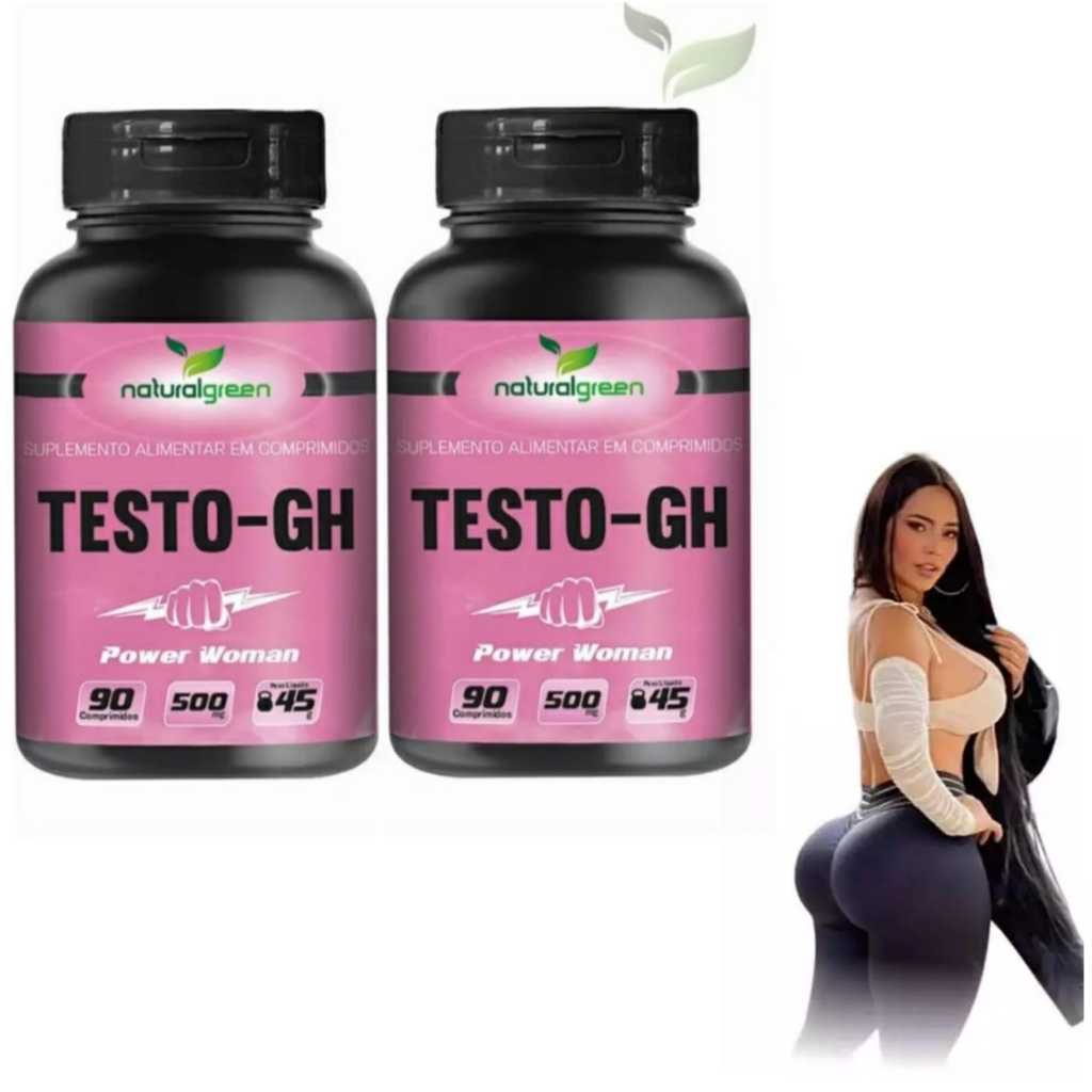 KIT 02 TESTO-GH POWER WOMAN 90 COMPRIMIDOS CADA - 500MG | Shopee Brasil