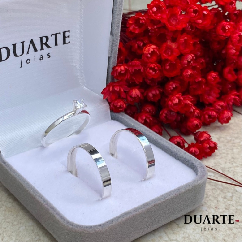 Par de Alianças para Namoro em prata 950 - 3mm – Ariel