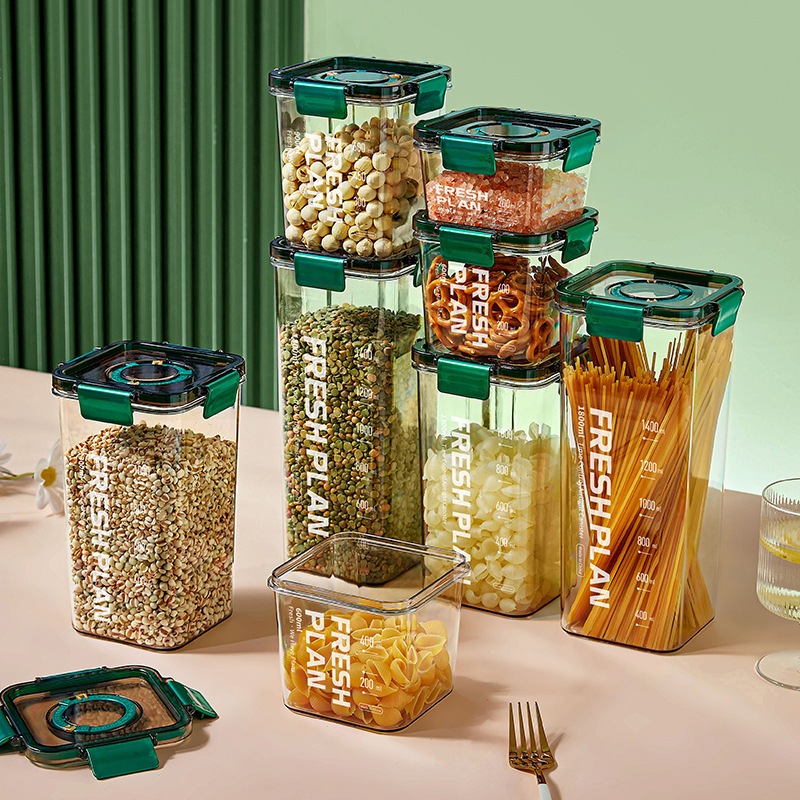 KIT 5 Recipientes de Acrílico Armazenador De Alimentos Organizador de Temperos e Doces Pote de Alta Vedação Tamanhos Variados