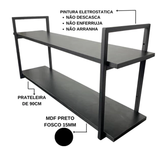 Nicho Prateleira Estante Industrial Mdf 90cm 70cm 50cm de Parede Organizadora