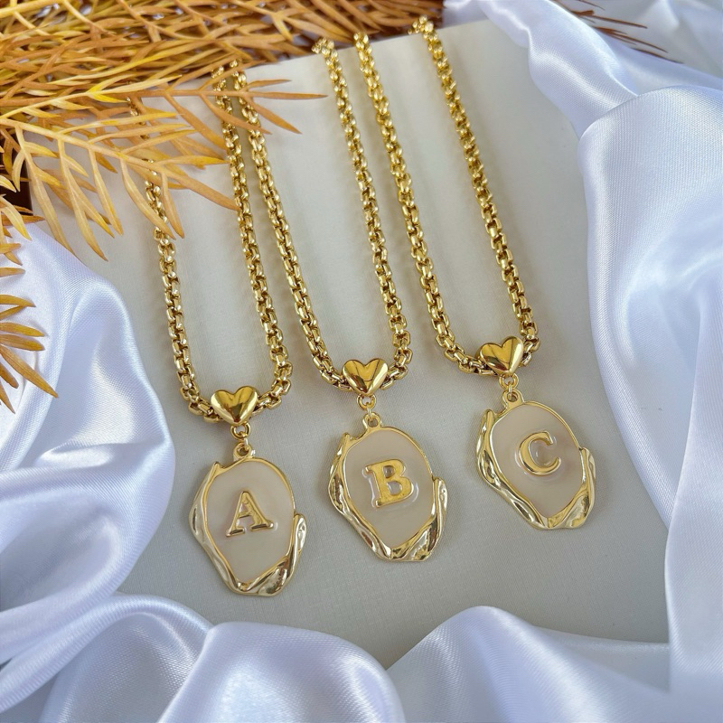 Colar Letra Inicial Oval Folheado Ouro 18k | Shopee Brasil