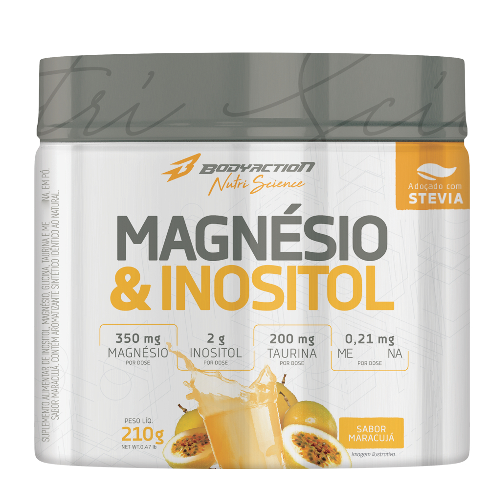 Magnésio & Inositol Pote 210g Bodyaction Linha Nutri Sciense - Adoçado com Stevia