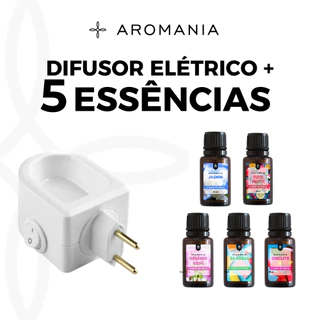 Aromatizador Difusor Elétrico Aromaterapia Bivolt + 5 Essências 15ml - Personalize Seu Kit