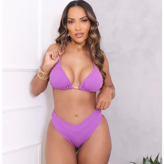 Conjunto Biquíni Cintura Alta EFEITO LIPO Top Cortininha Com Bojo Removivel do M ao GG em Oferta na Shopee