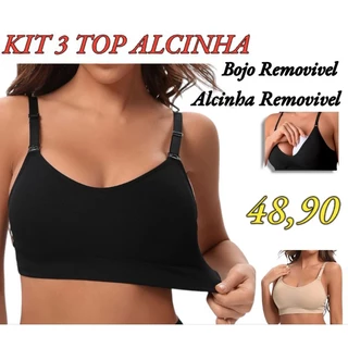 KIT 3 TOP ALCINHA CROPEED COM BOJO IMPORTADA +1 TOP NADADOR PRESENTE
