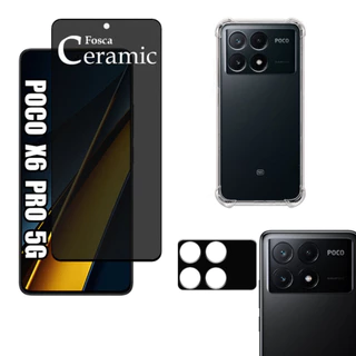 KIT Para Xiaomi Poco X6 Pro 5G | Película Privacidade Fosca 9D - Capa - Película Câmera 3D