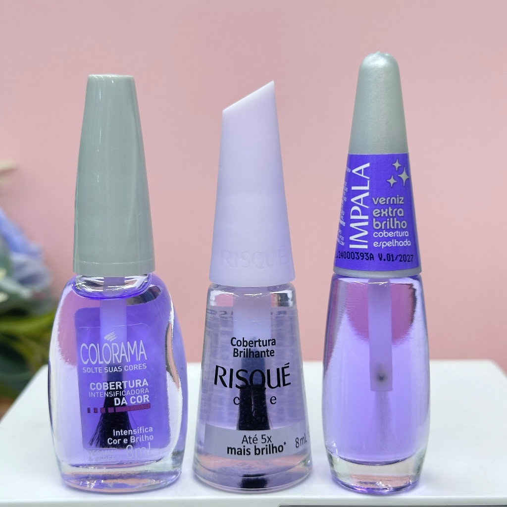 Kit 3 Esmalte Extra Brilho Impala Verniz Roxinho , Risque Cobertura ...