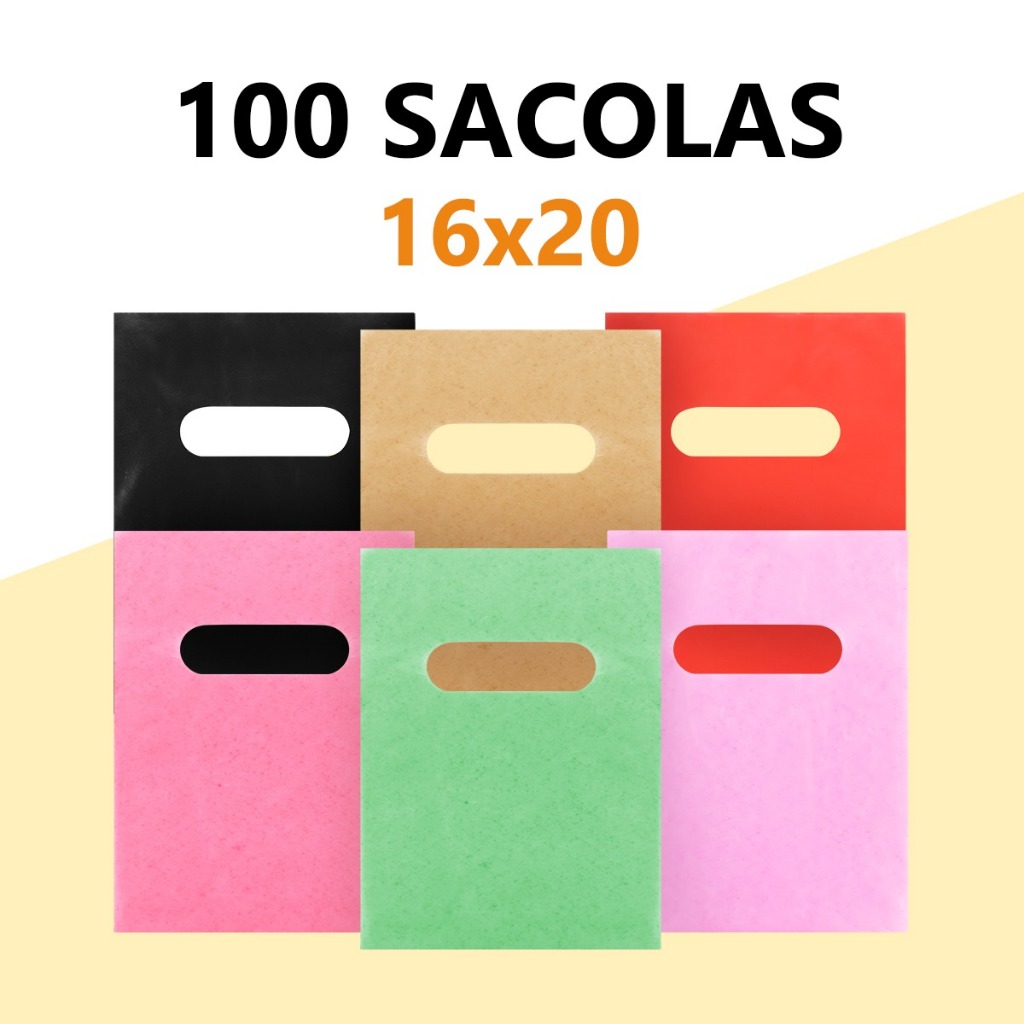 100 sacolas plastica boca vasada de palhaço 16x20 para loja