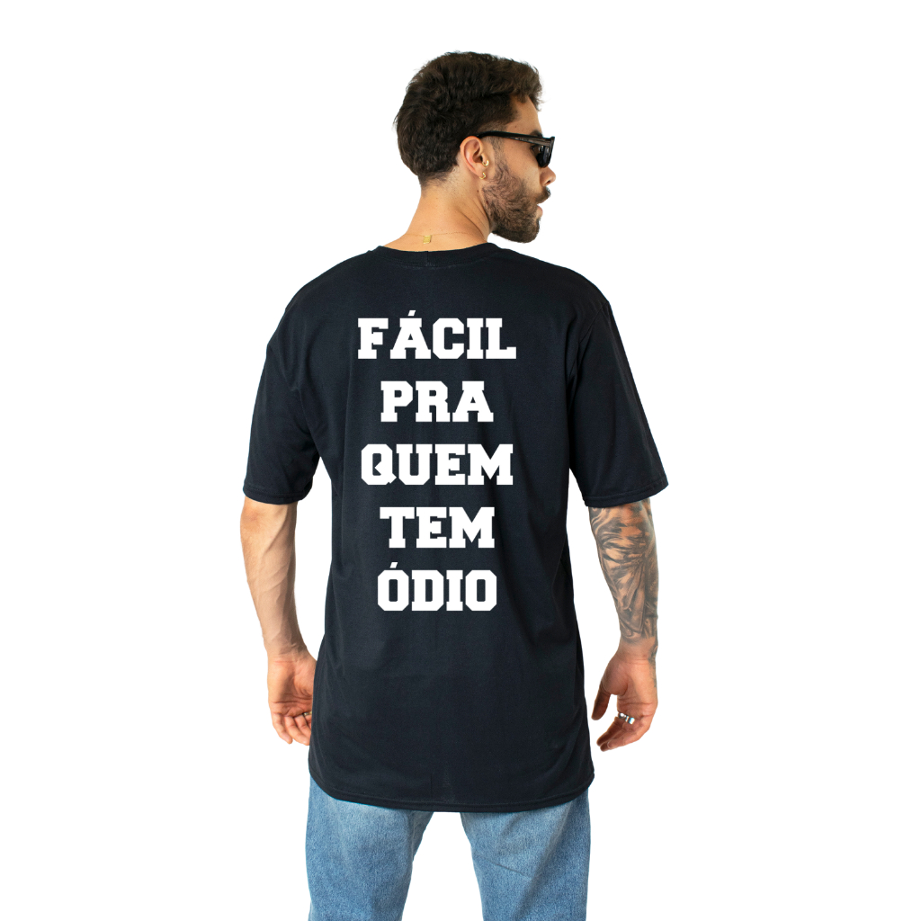 Camiseta Oversized Academia Facil Pra Quem Tem Odio Treino Confortavel Estilosa