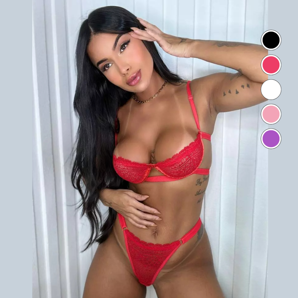 Conjunto Lingerie Renda Completo Sexy Luxo Gringa Feminino Sensual Conforto Elegante