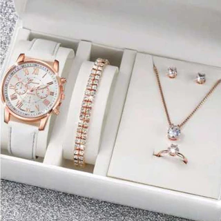 Conjunto de Jóias de Relógio feminino de Quartzo Ladies Belt Geneva kit