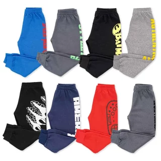 Kit 4 Calça Moletom Menino Estampa Lateral Heróis/Personagem Infantil - Peluciada Inverno Masculino