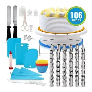 Kit Confeiteiro 72 / 106 Peças Bicos Inox Para Confeitar e Decorar Bolo e Cupcake