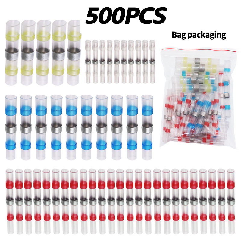 500 Pçs Kit De Conectores De Fio De Vedação De Solda / Terminal Elétrico De Fio Termo Retrátil