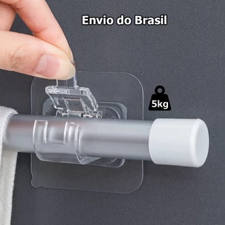 Kit 2 Ganchos adesivos para varão de cortina que não precisa furar suporte de parede