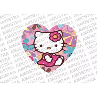Papel Arroz CORTADO para bolo no formato Coração 17cm(largura) x 15cm(altura) - Hello Kitty