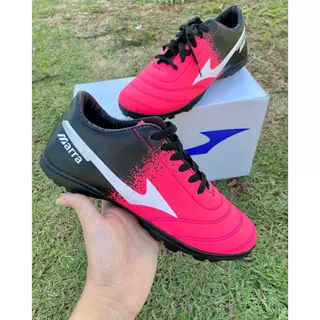 Chuteira Society Costurada M-3 PINK/PRETO/BRANCO Super Reforçada Tênis Futebol Quadra Society Adulto Juvenil Unissex Masculino Feminino