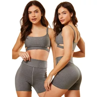 Conjunto Fitness Short + Top com Bojo Removível Linha Blackout, Crossfit, Ginástica, Academia, Esportivo, Elasticidade, compressão, Estilo, Treino, Yoga, Musculação, look de academia, Conforto