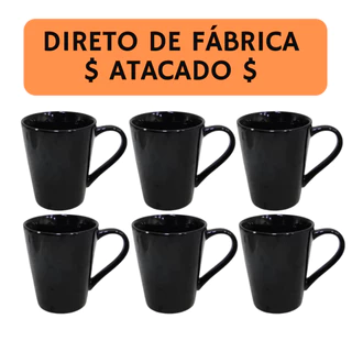 Caneca de Porcelana 290ml Preta Conica Simples ( Não e para Sublimar ) Lettering Promocional