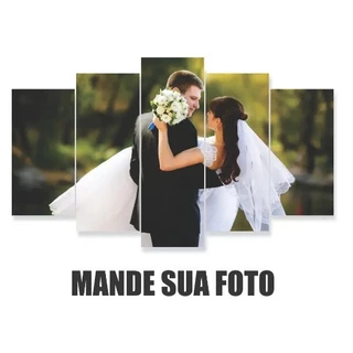 Quadro Personalizado Envie Sua Foto Logo Qualquer Imagem Casal Mosaico 5 Peças Grande