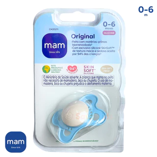 Chupeta MAM 0-6 Meses Original Bico Silicone Simétrico SkinSoft Azul Bebê Menino Recém Nascido