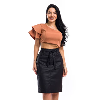 Saia com lycra Comprida Feminina Jeans Resinado