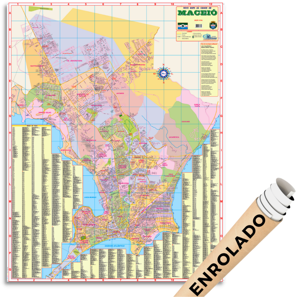 Mapa Maceió Cidade Politico Guia Ruas Rodoviário Poster Geografico ...