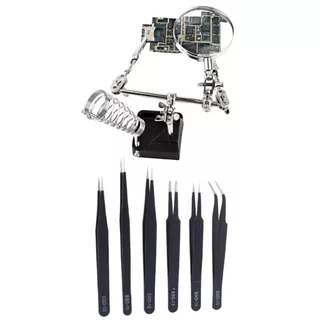 Kit Lupa C/ Garras Suporte Solda Eletrônica Pinça Estáticas