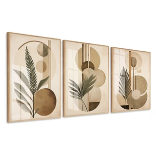 Quadros Decorativos folhagem abstrato delicado luxo clean sala quarto Com Moldura e Vidro