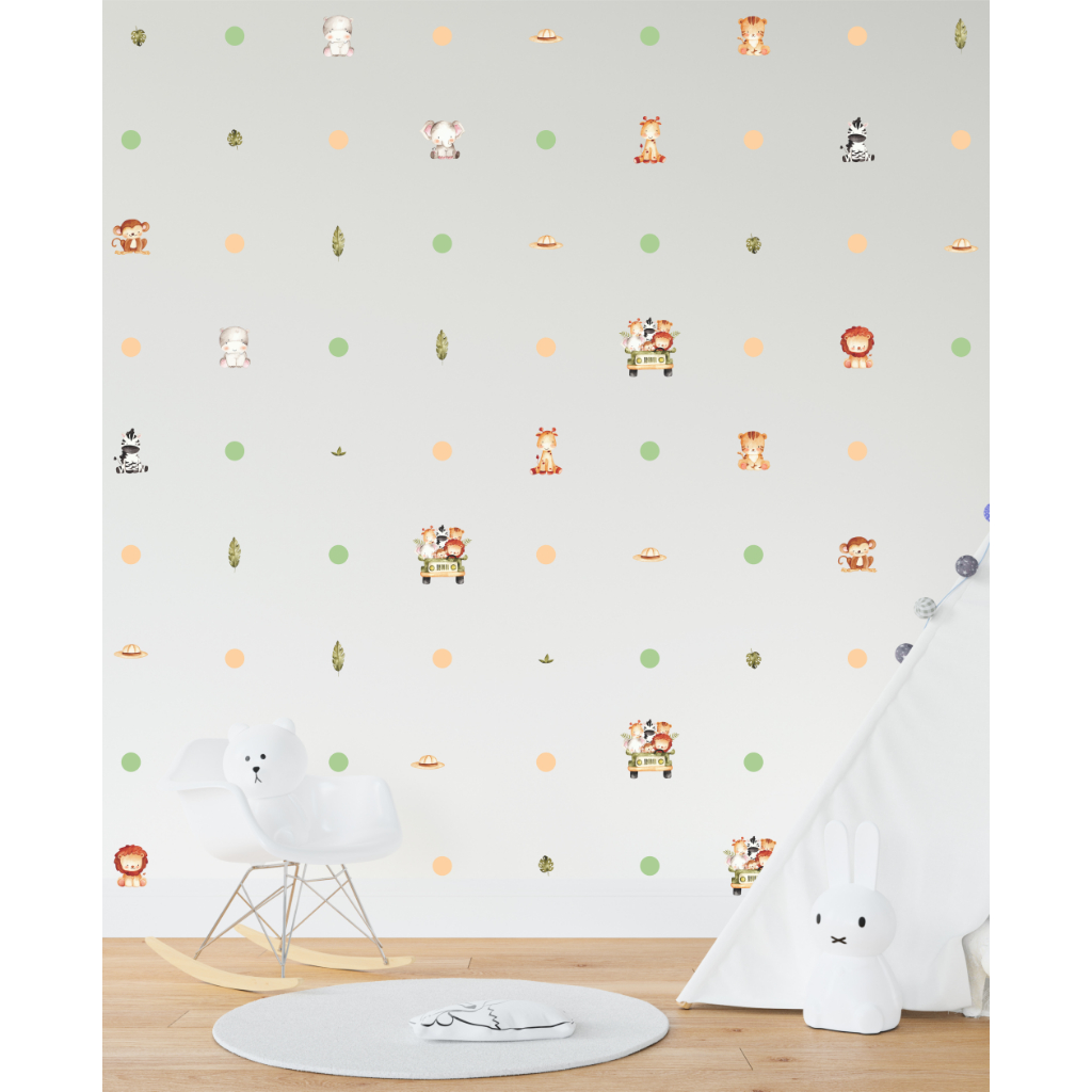 Adesivo de Parede Animais SAFARI+ Bolinhas - Papel de Parede Infantil ...